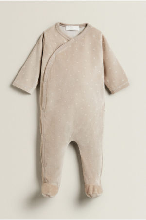 Floral print cotton velour romper